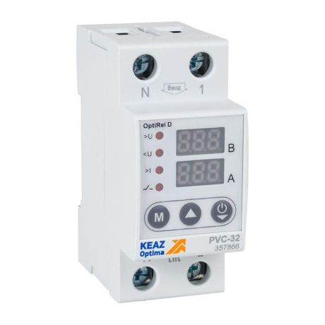 Реле напряжения OptiRel D PVС-80 с ЖК-дисплеем и контролем тока 80 А | 357870 КЭАЗ
