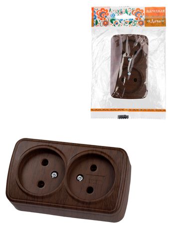Розетка двойная 2П открытой установки IP20 10А, венге "Дача" Народная | SQ1824-0029 TDM