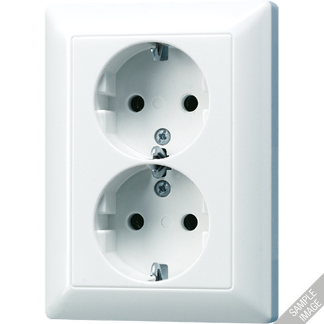 Штепсельная розетка двойная с шторками SCHUKO 16A 250В. Материал- термопласт. Цвет- белый. - AS5020KIUWW JUNG