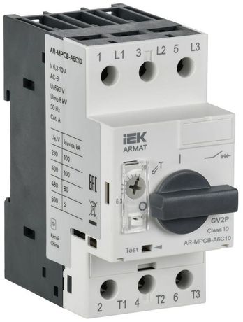 Автоматический выключатель защиты двигателя ARMAT A6 GV2P 6,3-10А IEK - AR-MPCB-A6C10