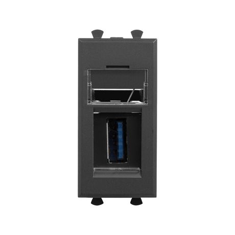 Розетка USB 3.0 1мод. Avanti "Черный матовый" тип А-А модульная DKC 4412301 ДКС