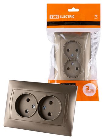 Розетка двойная 2П 10А 250В бронза "Лама" | SQ1815-0724 TDM