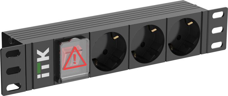 Блок розеток 3-м PDU немец. станд. LED 1U вх. С14 10" ITK PH12-3D3-P IEK