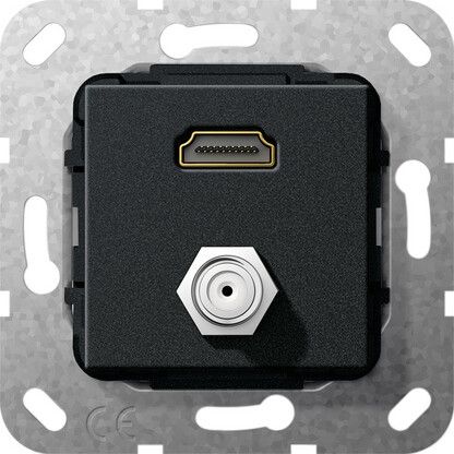 Мех-м с накладкой HDMI с/у пластик черный IP20 Gira System 55 | 567510