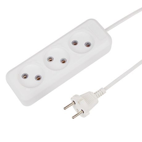 Удлинитель 3 гнезда, м, 2х0.75 кв.мм, б/з, белый (Сделано в России) | 11-8733 REXANT MEET