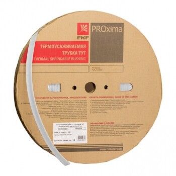 Термоусаживаемая трубка ТУТ нг 100/50 белая рулон PROxima | tut-100-w EKF