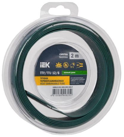 Трубка термоусадочная ТТУ нг-LS 12/6 зеленая (2м/упак) IEK | UDR12-012-006-002-K06-T