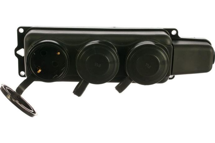 Колодка удлинителя 3-м с заземл. 16А IP44 1ф 250В защ. крышки каучук черн. БЕЛТИЗ РП 16-334 Bylectrica