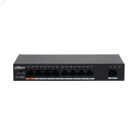 Коммутатор неуправляемый 9 портов RJ45 10 100 Мб/с PoE 96Вт - 127120 Dahua DH-PFS3009-8ET1GT-96