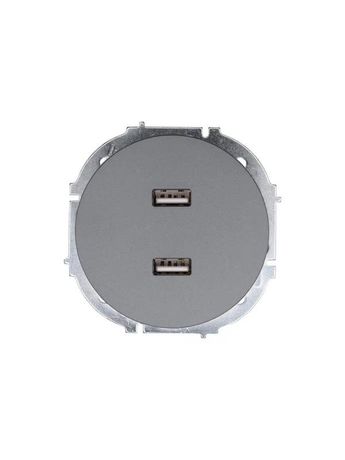 Розетка 2-м СП OSEN USB разъем механизм сер. матов. LEZARD 743-7488-192