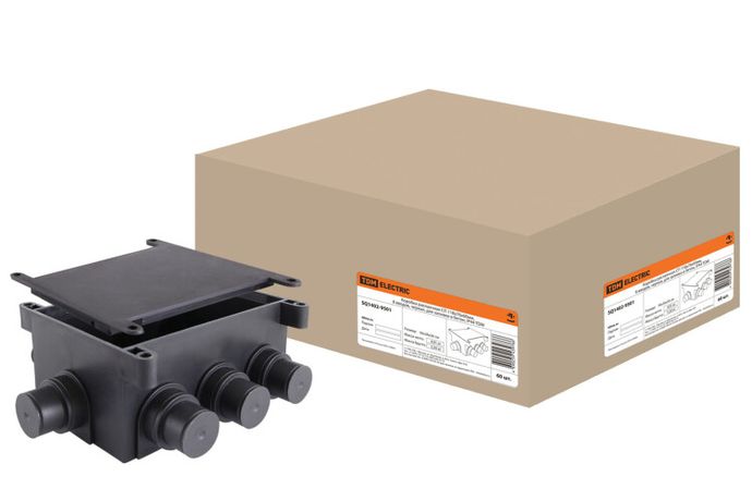 Коробка распределительная СП 118х76х60мм, 8 вводов, черная, для заливки в бетон, IP44 | SQ1402-9501 TDM