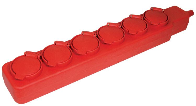 Удлинитель У06В 6 места с защитными крышками IP44 2Р+PE/5метров 3х1мм2 16А/250В | WYP10-16-06-05-44-N IEK