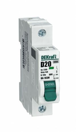 Выключатель автоматический без теплозащиты однополюсный ВА-103М 1P 63А характеристика C 6кА | 12508DEK Dekraft APC