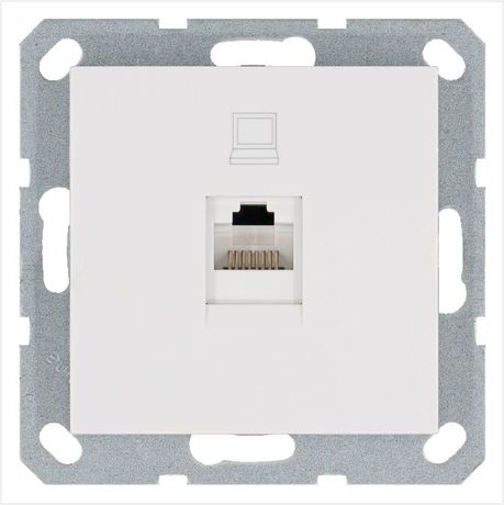 Розетка компьютерная 1-м RJ45 IP20 кат. 5E механизм бел. глянцевый Jasmart G6105W