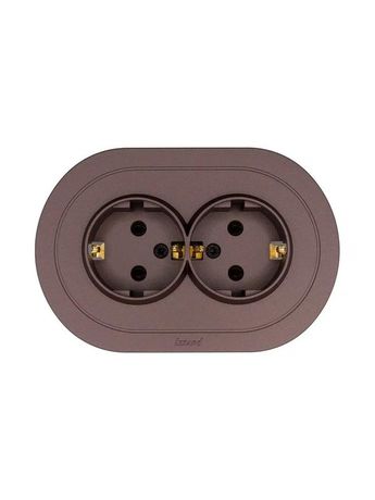 Розетка 2-м СП OSEN с заземл. ПБТ круглая механизм шоколад LEZARD 744-7300-127B