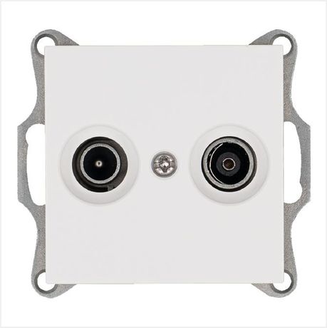 Розетка телевизионная оконечная TV + FM 2-м Ф9.5мм механизм бел. глянцевый Jasmart G6204W