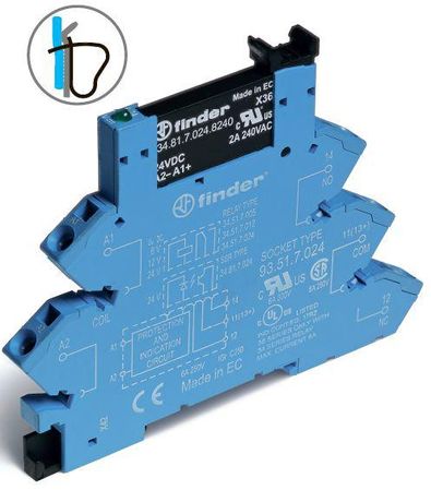 Интерфейсные модули реле Подавление утечки тока, Твердотельные реле, Безвинтовые зажимные клеммы, 1 выход 100mA-48VDC, 110-125VAC/DC - 389131257048 FINDER 38.91.3.125.7048