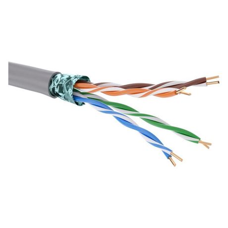Кабель витая пара кат. 5E экранированный F/UTP, 4 пары, для одиночной прокладки, ПВХ, цвет внешней оболочки серый, катушка 305 м | RN5EFUKPVGY DKC ДКС