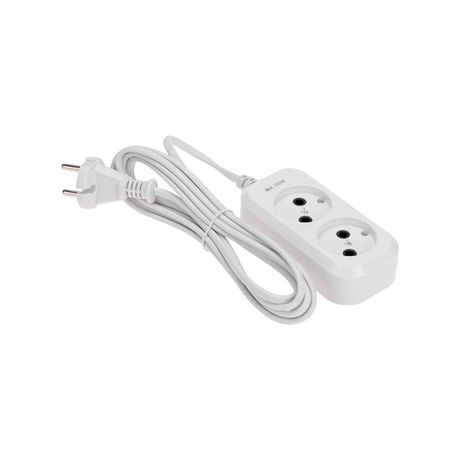 Удлинитель 2 гнезда, 3м, 2х0,75мм², б/з, белый | 13-4201 PROconnect MEET
