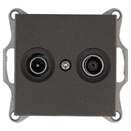 Розетка телевизионная проходная TV + FM 2-м Ф9.5мм механизм мокко Jasmart G6205Z