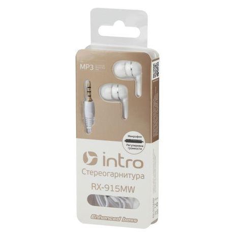 Вкладыши-гарнитура RX-915MW бел. Intro Б0023843 ЭРА
