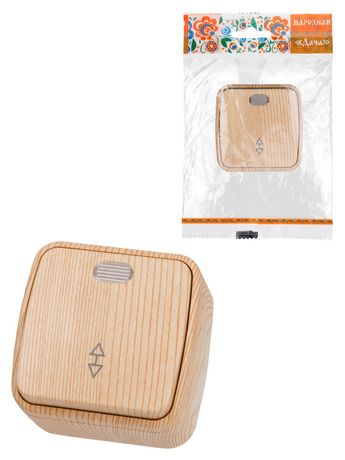 Переключатель на 2 направления 1-кл. открытой установки с подсветкой IP20 10А, сосна "Дача" Народная | SQ1824-0056 TDM