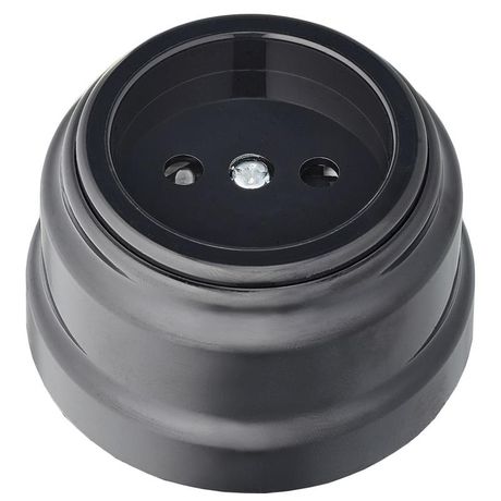 Розетка 1-м ОП РЕТРО 16А без заземл. со шторками Bylectrica РА16-0205 черный