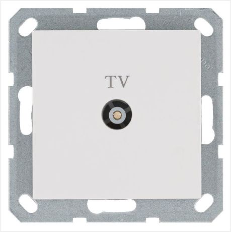 Розетка телевизионная оконечная TV Ф9.5мм механизм бел. глянцевый Jasmart G6001W