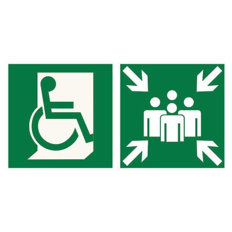 Знак безопасности NPU-2714.E74"Пункт (место) сбора для МГН (безоп. зона МГН)" Белый свет a20332 BS