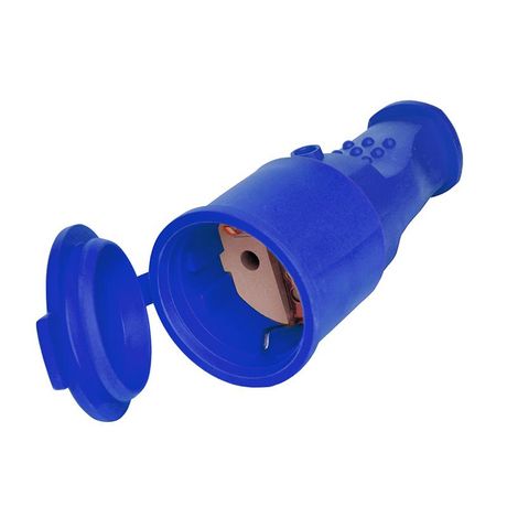 Разъем штепсельный UNIVersal с/з каучук с заглушкой 16А 250В IP44 цвет синий (еврослот) - 3049 Союз