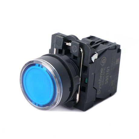 Кнопка модульная SB5 с подсветкой в сборе 22мм пластик 24ВDC 1НО син. SE SB5AW36B1 APC