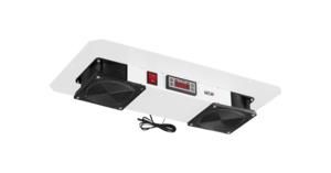 Вентиляторный блок TLK для настенных шкафов серии TWC, TWA, TWM, 2 вентилятора с фильтрующими элементами (нижние решётки пластиковые фильтром), терморегулятором и датчиком, без шнура питания, серый - ЭКО35397 TLK-FAN2-TERM-F-GY