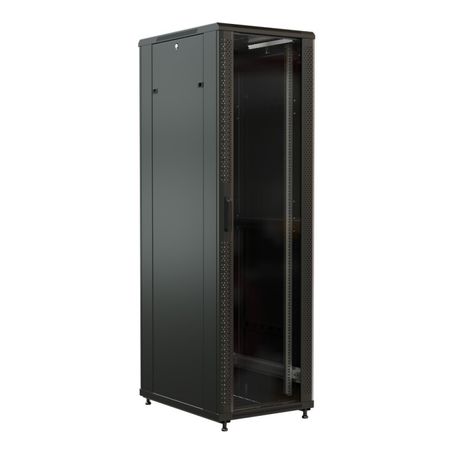 Шкаф напольный 19-дюймовый 32U 1610х600х1000 мм ВхШхГ перед. стекл дверь с перфорированными бок. зад. сплошная черный - 520190 WRLine