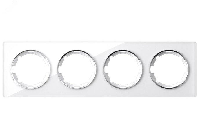 Рамка горизонтальная стеклянная на 4 прибора, цвет белый | 2234927 ССТ