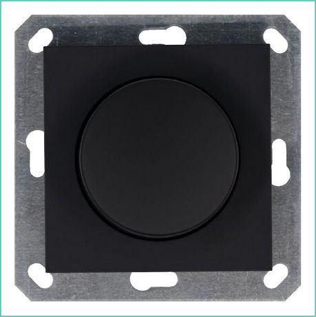 Светорегулятор поворотно-нажимной (диммер) LED 30-400Вт 1gang 2way механизм черн. матов. soft touch Jasmart G4012PB