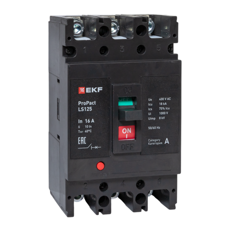 Выключатель автоматический LS125 18кА 3P 16А ProPact | mccb-125-18-3-16-ls EKF