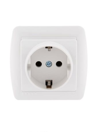 Розетка 1-м ОП Demet 16А IP20 с заземл. керамика бел. LEZARD 711-0200-122