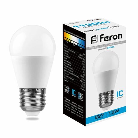 Лампа светодиодная LED 13вт Е27 дневной матовый шар - LB-950 FERON 38106