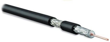 Кабель коаксиальный RG-6, 75 Ом (ТВ, SAT, CATV), жила - 18 AWG, для внешней прокладки (+60 C -40 C), общий диаметр 6.9мм, PE 254852 Hyperline