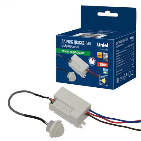 Датчик движения ИК USN-R71 800W/360R WHITE 8м 10сек - 7мин IP20 белый UL-00009209 Uniel