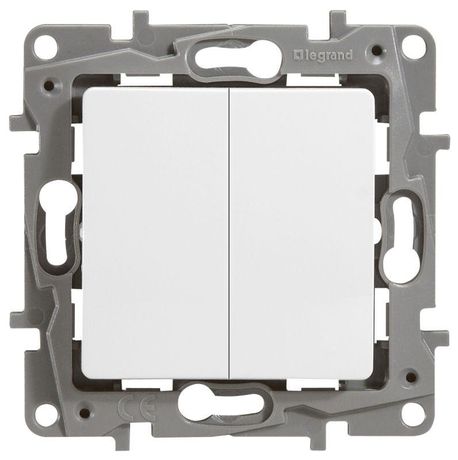 Переключатель 2-кл. СП Etika Plus 10А IP20 250В 10AX безвинтов. зажимы механизм бел. IEK 672212 Legrand