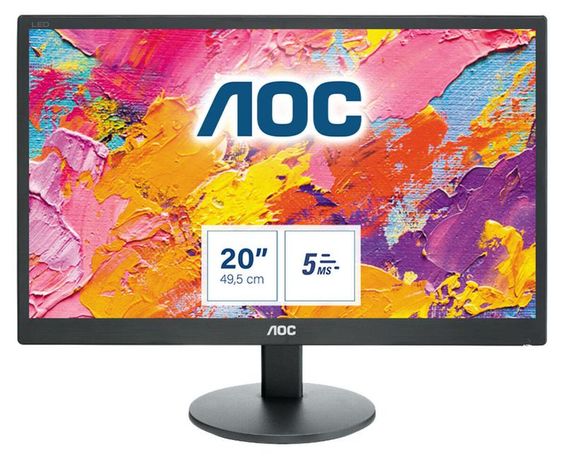 Монитор LCD 195дюйм (16:9) 1600х900 TN nonGLARE 200cd/кв.м H90град/V65град 20М:1 5ms VGA Tilt 3Y Black E2070swn AOC