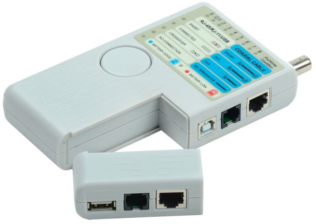 Тестер для витой пары 4в1 RJ45/RJ11/BNC/USB с элементом питания - WH3468 IEK