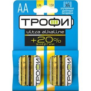 Батарейка щелочная (алкалиновая) LR6-4BL ULTRA (40/640/15360) (AA) | Б0015138 ТРОФИ