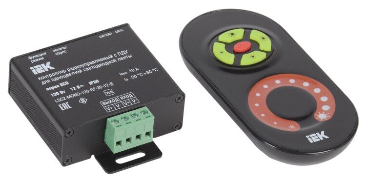 Контроллер с ПДУ радио MONO 1 канал 12В 10А 120Вт черный | LSC1-MONO-120-RF-20-12-B IEK