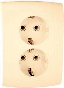 Елизавета Розетка 2 поста скрытая с заземлением слоновая кость РС16-762 - 5644 Кунцево