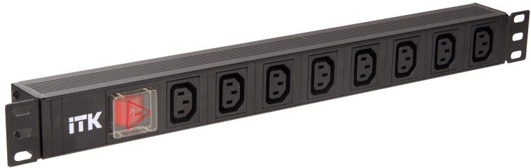 Блок розеток 8 мест PDU 19дюймов IEC320 C13 PH12-8C133 с LED выкл. алюм. профиль1U вход C14 без шнура ITK IEK