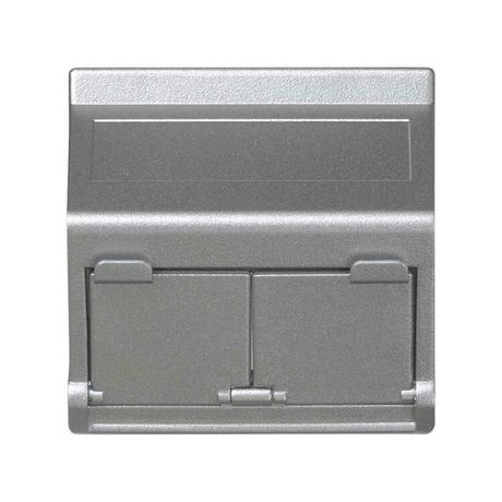 Наклонный адаптер на 2 RJ45 коннектора, защит.щторки, исп.совм. с MD67, К45, алюминий Simon connect |KB80-8|