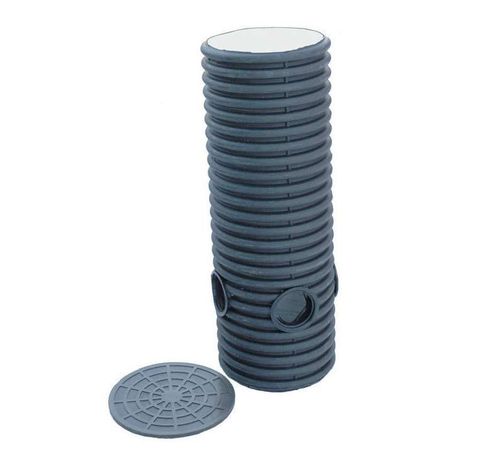 Колодец дренажный смотровой 340/300х1000 мм с тремя выходами 110 мм, дном и полимерной крышкой | КДС-340х1000 Рувинил TYCO