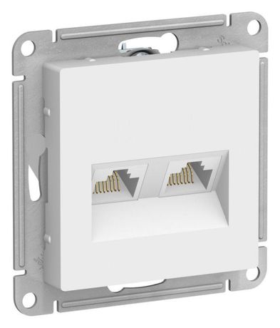 Розетка компьютерная 2-м AtlasDesign RJ45+RJ45 кат.5E механизм лотос SE ATN001385 APC